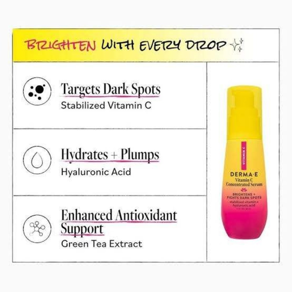MSRP $22.00, Derma E, Vitamin C Concentrated Serum, **NIB Full Size 15mL/.5FL OZ